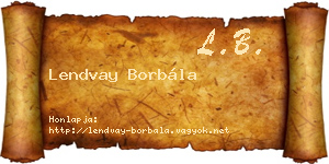 Lendvay Borbála névjegykártya